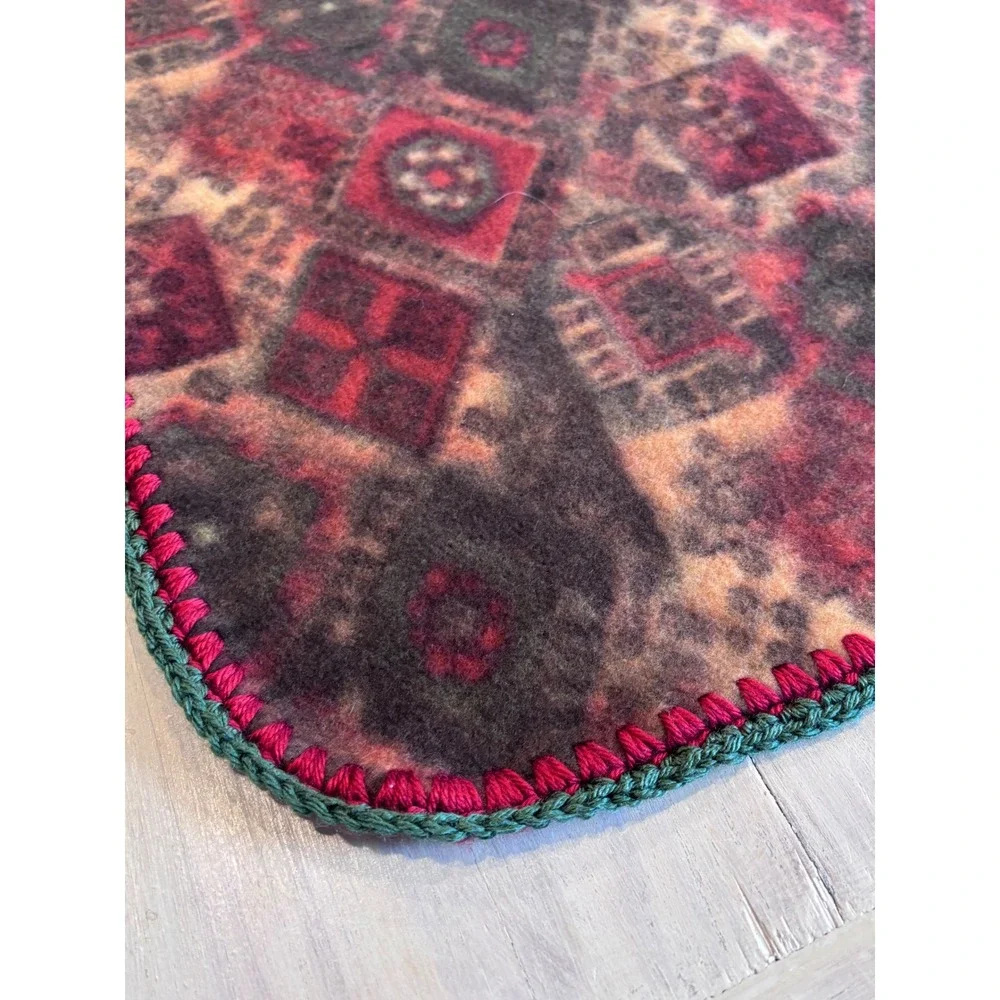 Handmade‎ Fleece Baby Blanket Geometric Southwestern Print Crochet Trim 22x28.5